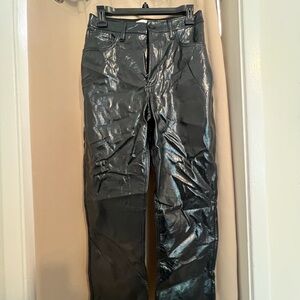 Abercrombie & Fitch Navy Straight Leg Leather Pants